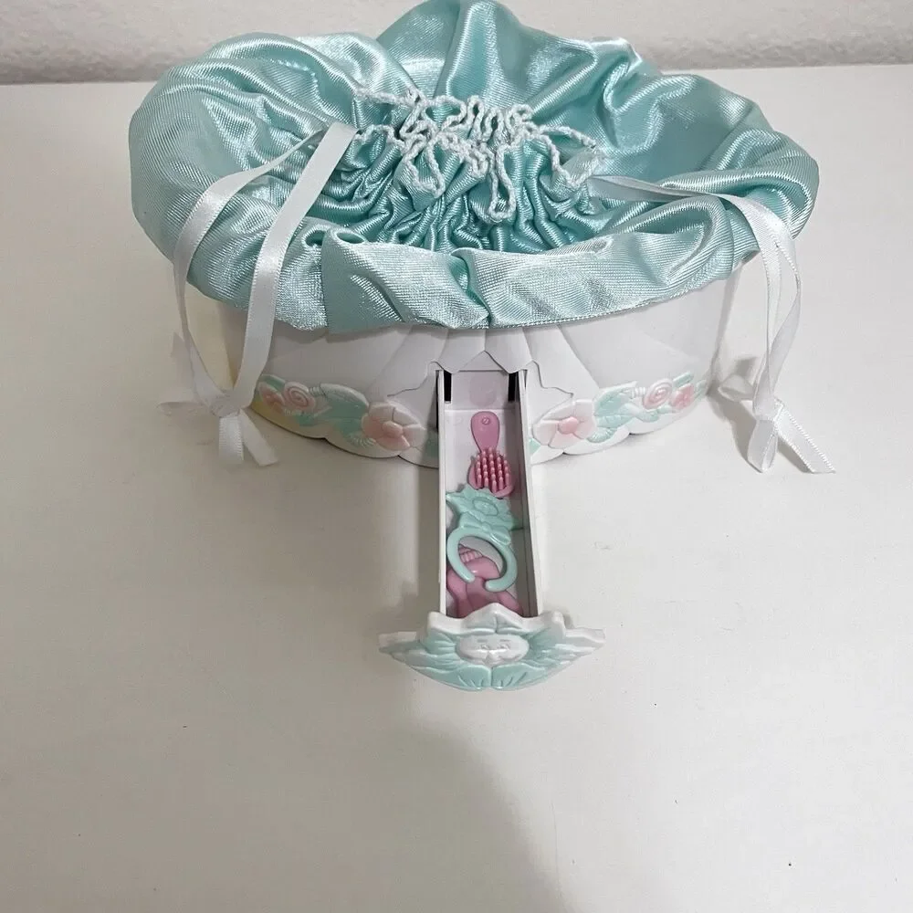 Vintage Cabbage Patch Kids Doll Magic Nursery Cradle Carriage Green Set 1998